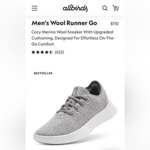 Allbirds Men’s Gray Wool Runner Go Sneakers
